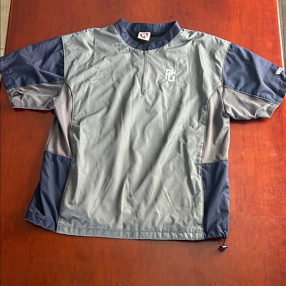 Worth Navy and Gray Mesh Pullover